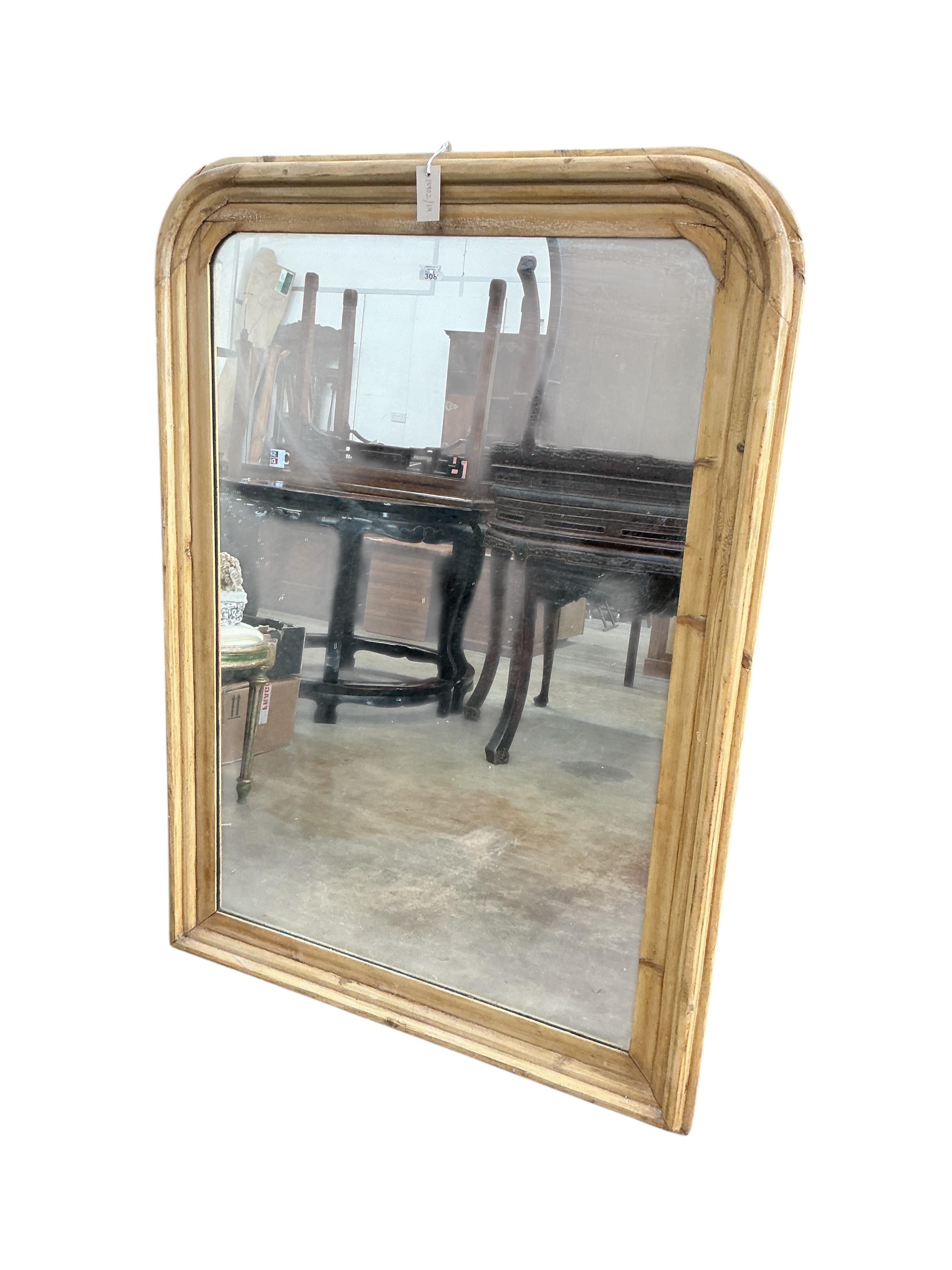 A Victorian pine overmantel mirror, width 102cm, height 138cm